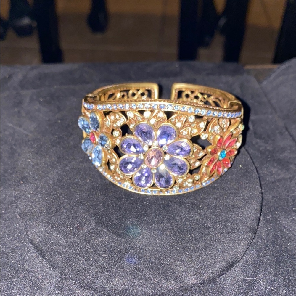 Heidi Daus Glorious Garden Crystal Cuff Bracelet Gold and Multicolor